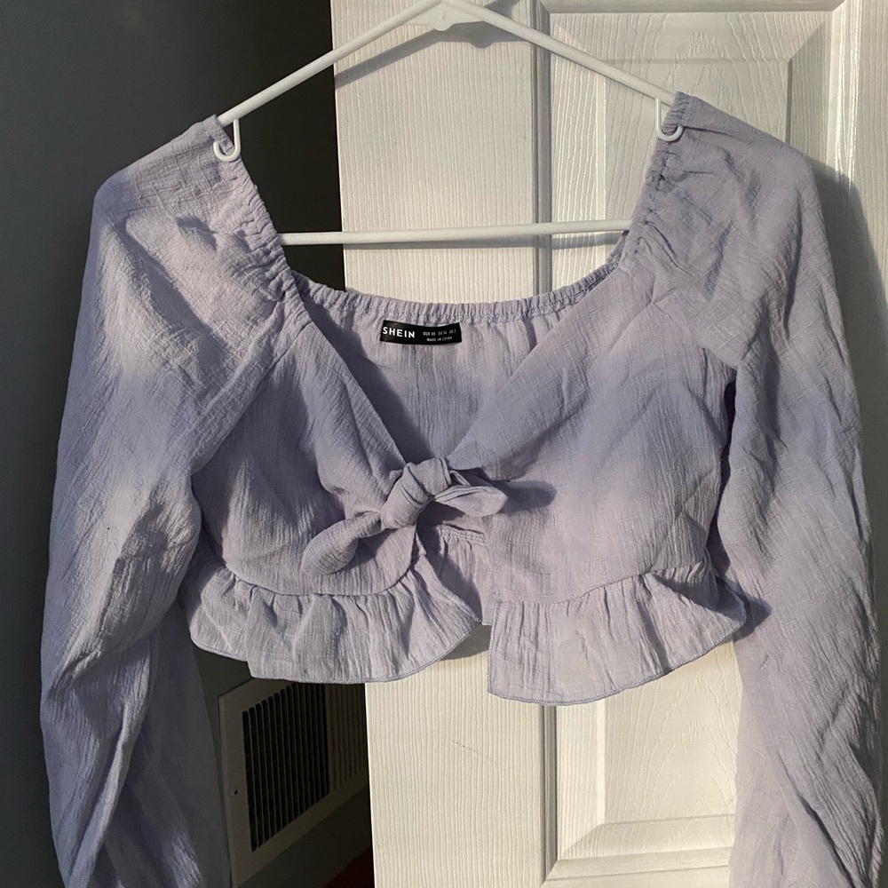 Tie-front Cropped Blouse Top